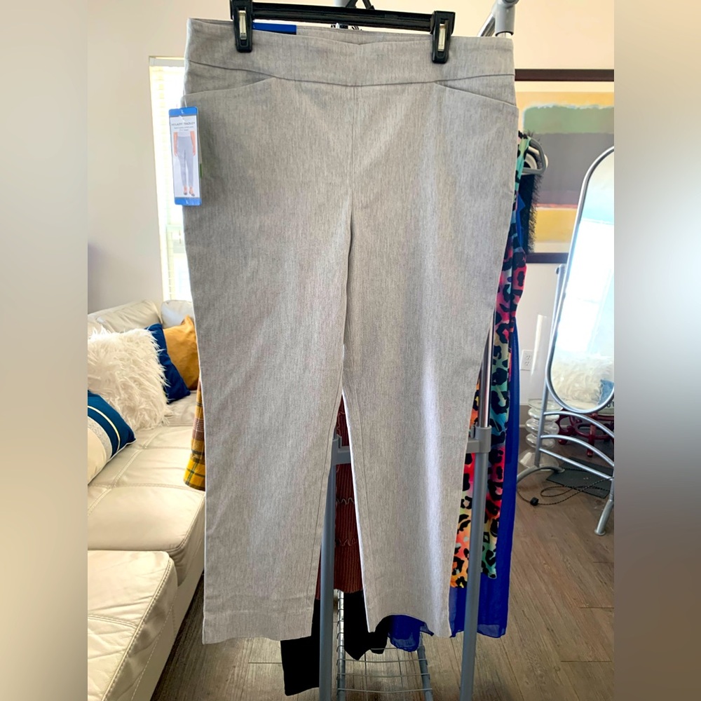 NWT, mid-rise, slim leg slacks with tummy control panel, Large